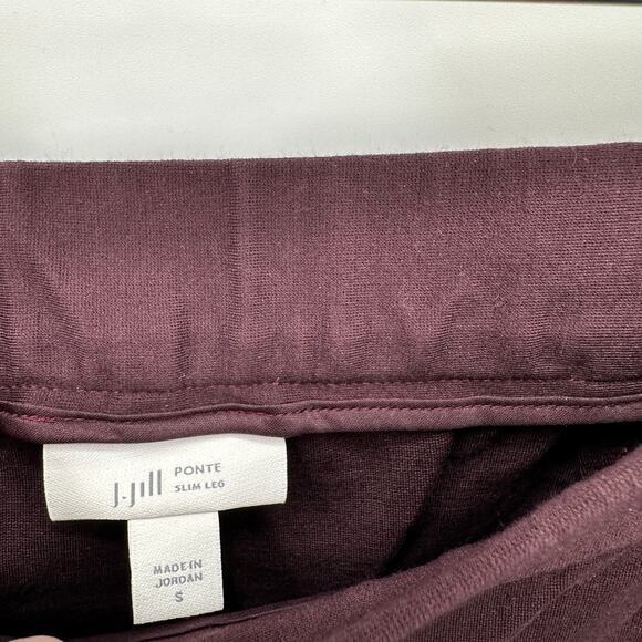 J. JILL Plum Purple Ponte Slim Leg Elastic Waist Stretch Pants // S - Picture 3 of 7